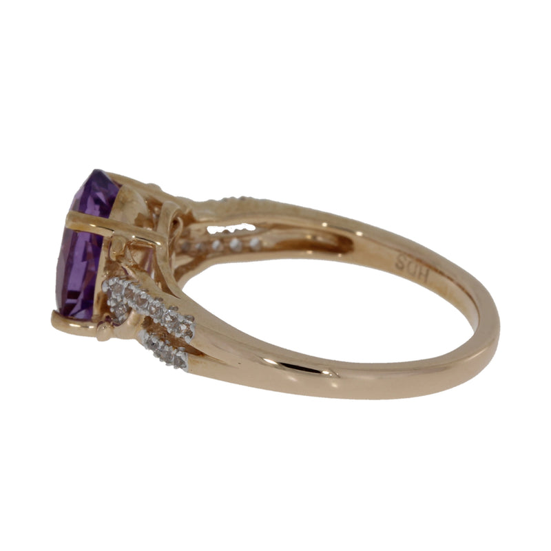 1.76ct Amethyst Created Sapphire Ring 10KT Rose Gold
