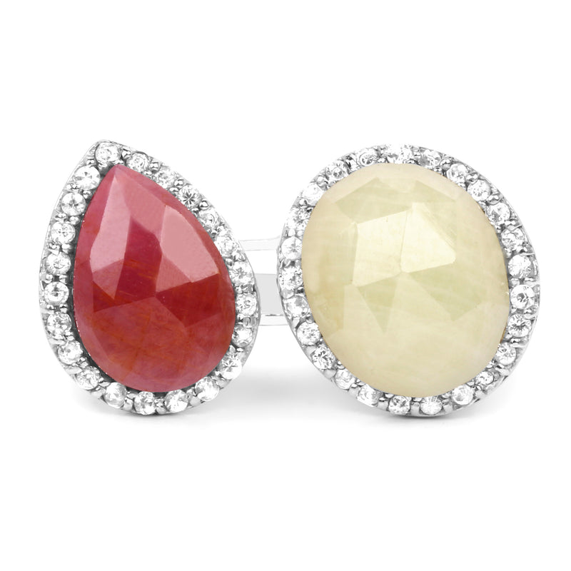 8.86 Carat Genuine Pink Sapphire and Sapphire White .925 Sterling Silver Ring