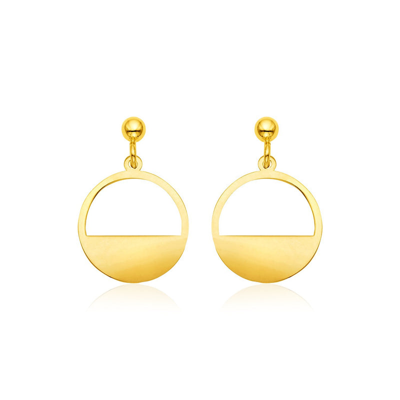 14k Yellow Gold Half Open Circle Earrings