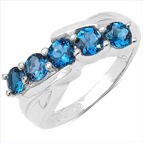 1.75 Carat Genuine London Blue Topaz .925 Sterling Silver Ring