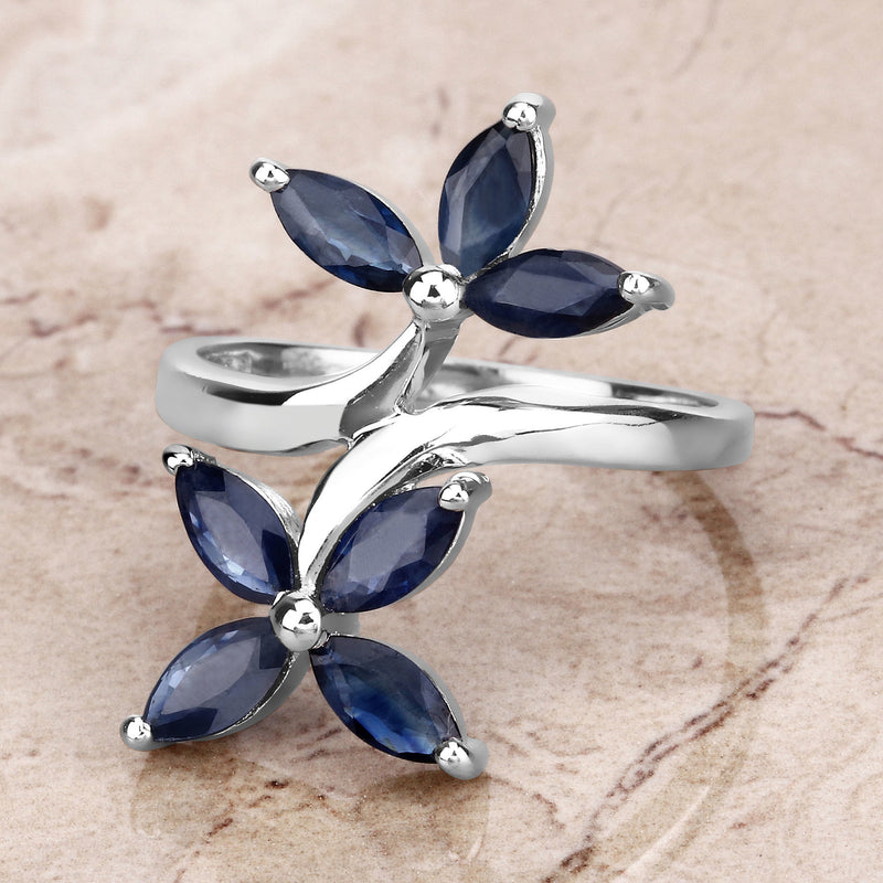 1.75 Carat Genuine Blue Sapphire .925 Sterling Silver Ring