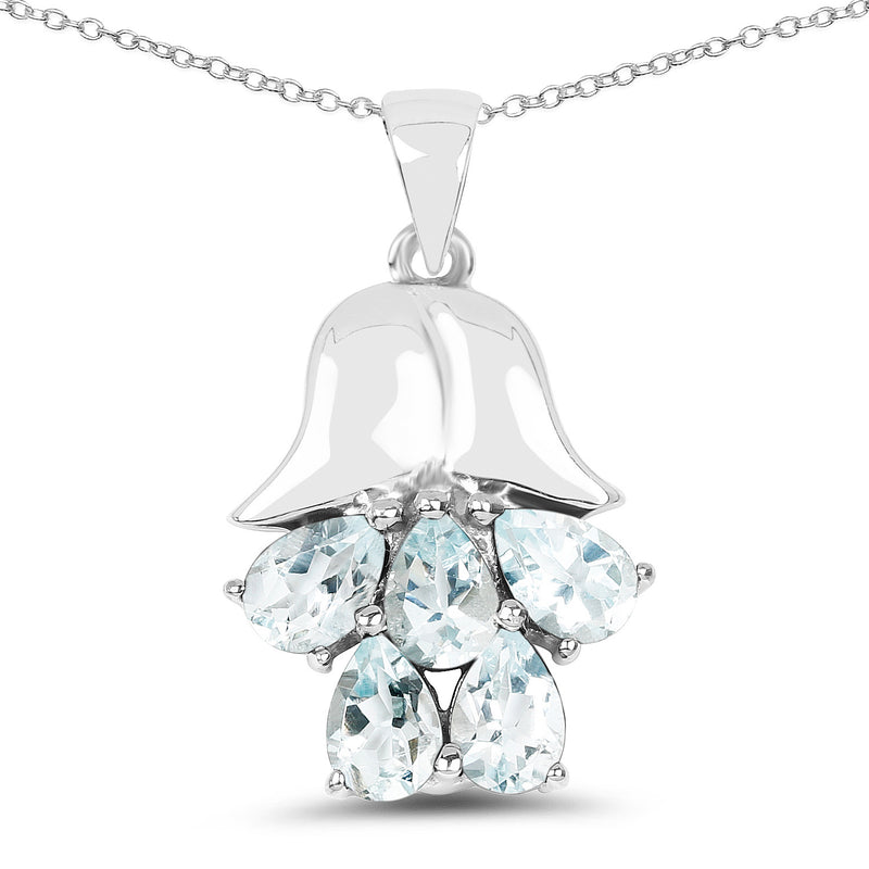 1.75 Carat Genuine Aquamarine .925 Sterling Silver Pendant