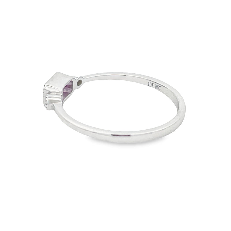 .02ct Created Sapphire Diamond Ring 10KT White Gold