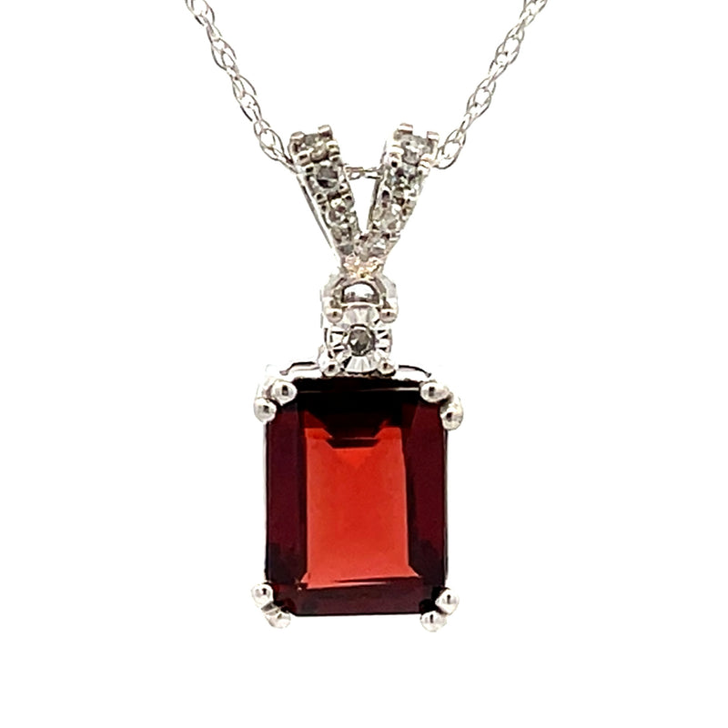 .03ct Garnet Diamond Fashion Pendants 10KT White Gold
