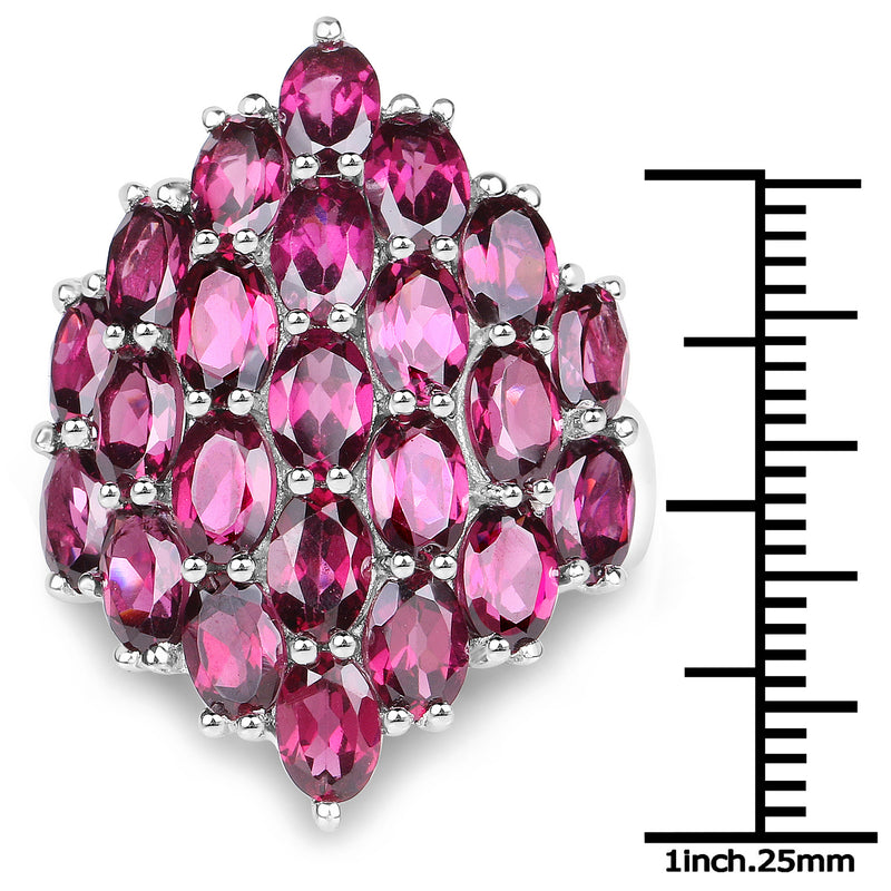 11.50 Carat Genuine Rhodolite .925 Sterling Silver Ring