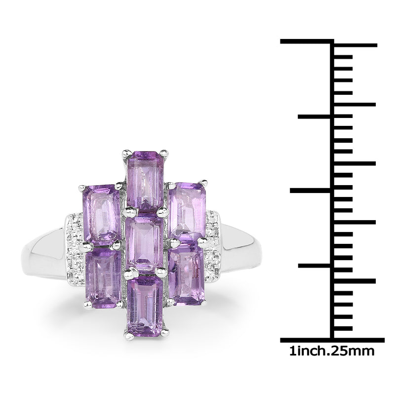 1.75 Carat Genuine Amethyst .925 Sterling Silver Ring