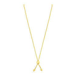 14k Yellow Gold 8 inch Adjustable Friendship Bracelet Chain with Ball Slide