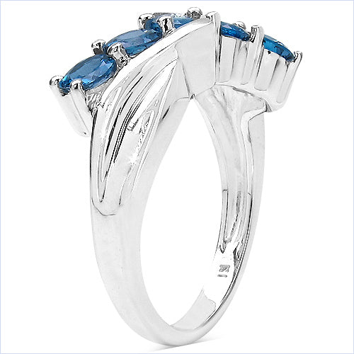 1.75 Carat Genuine London Blue Topaz .925 Sterling Silver Ring