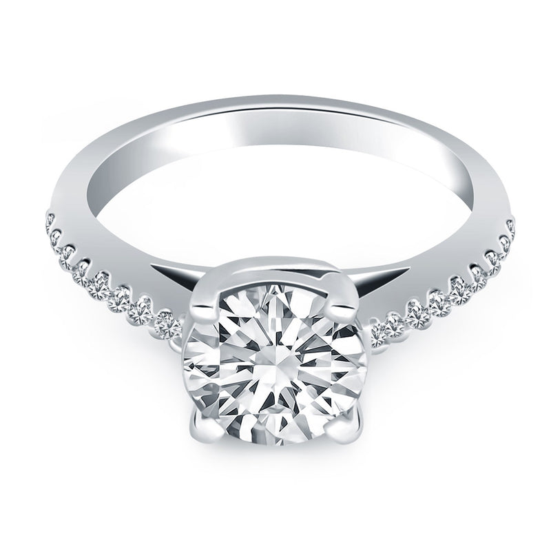 14k White Gold Trellis Diamond Engagement Ring Mounting
