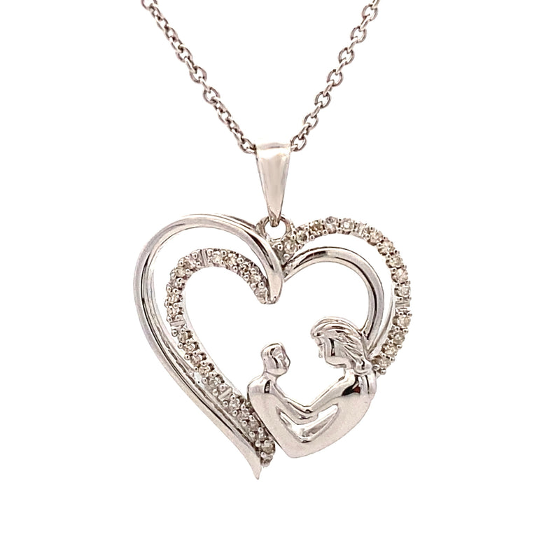 .11ct Diamond Heart Love Pendant Sterling Silver