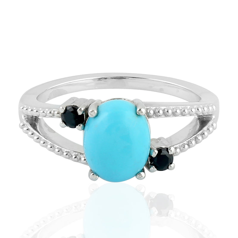 1.76 Natural Spinel Cocktail Ring 925 Sterling Silver Turquoise Jewelry