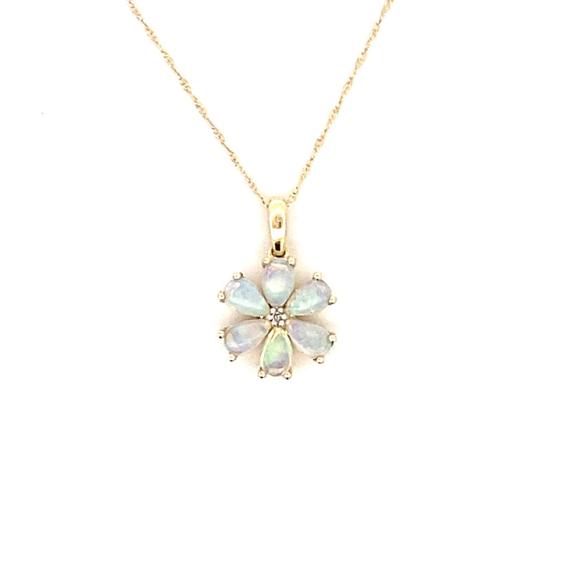 .01ct Opal Diamond Fashion Pendants 10KT Yellow Gold
