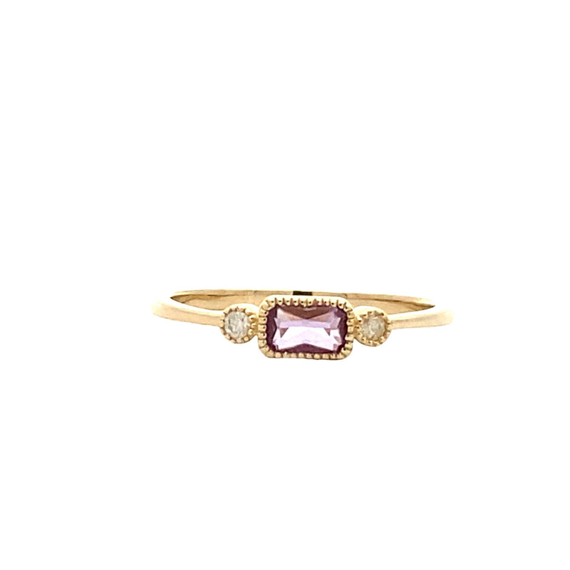 .02ct Created Alexandrite Diamond Ring 10KT Yellow Gold