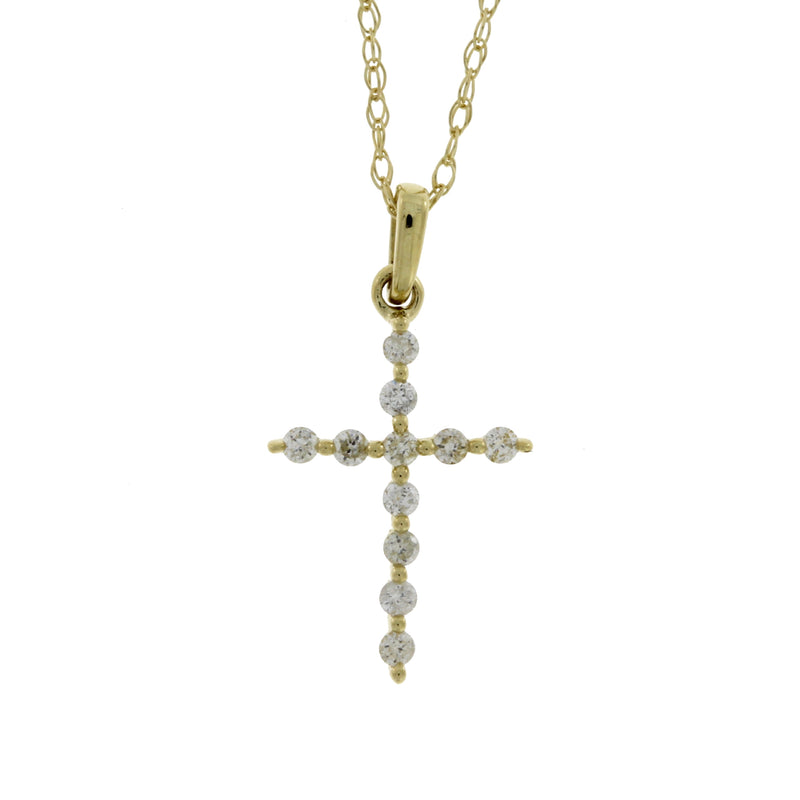 .10ct Diamond Cross Religious Pendant 14KT Yellow Gold
