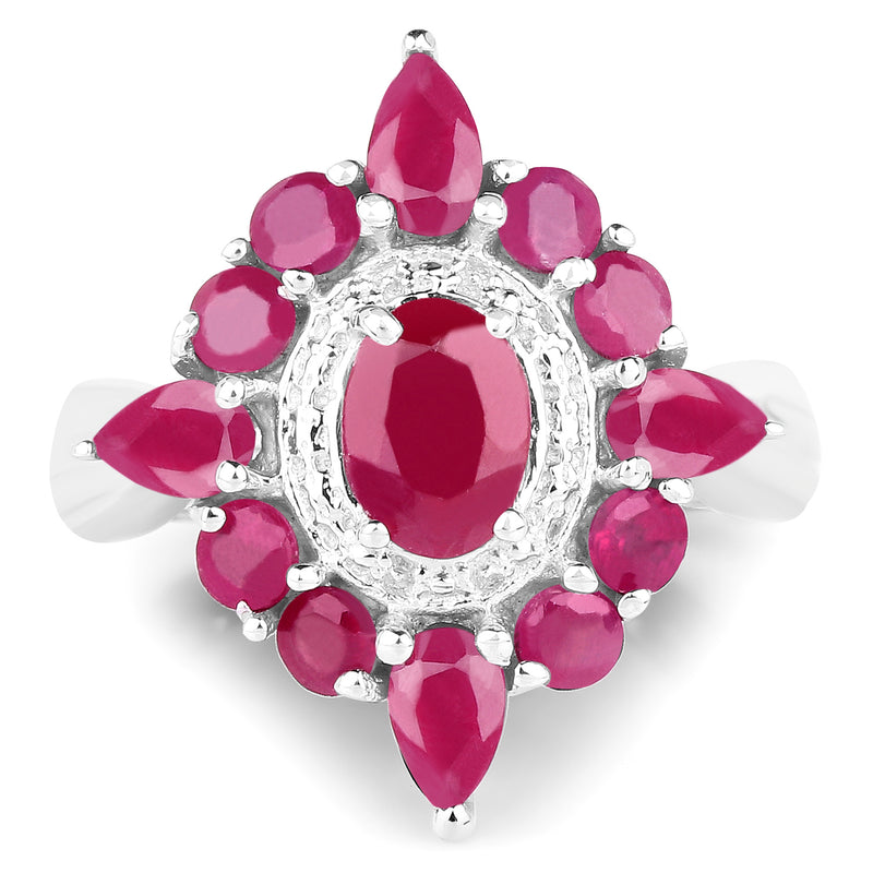 3.04 Carat Glass Filled Ruby .925 Sterling Silver Ring