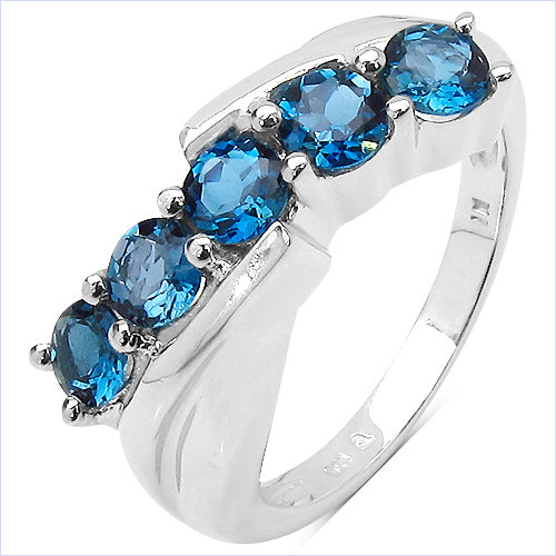 1.75 Carat Genuine London Blue Topaz .925 Sterling Silver Ring
