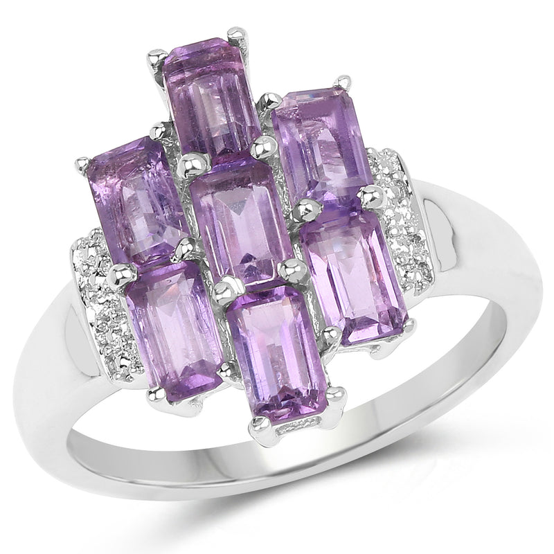 1.75 Carat Genuine Amethyst .925 Sterling Silver Ring