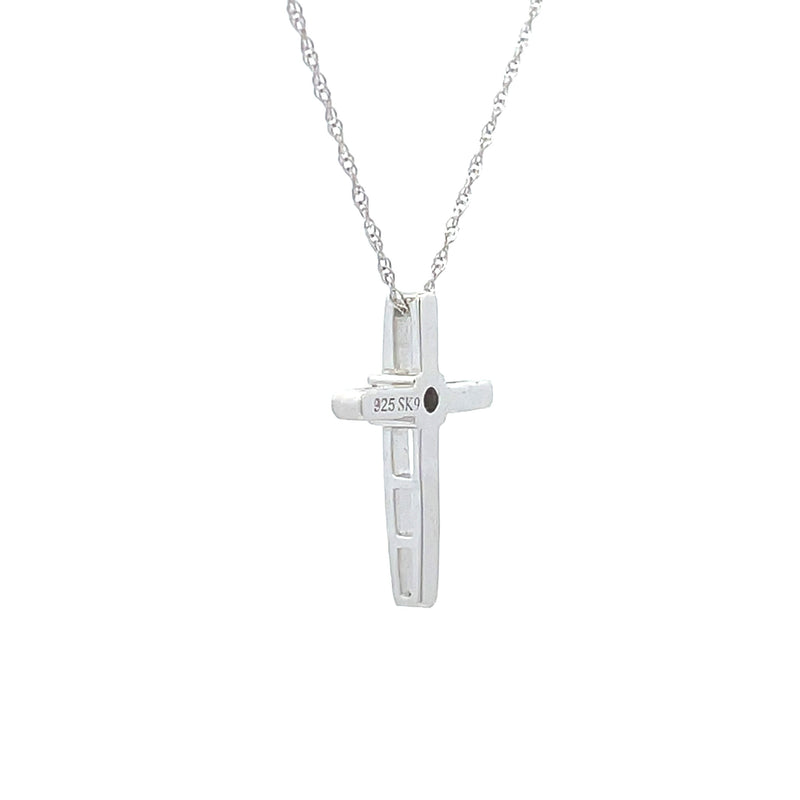 .01ct Diamond Cross Religious Pendant Sterling Silver
