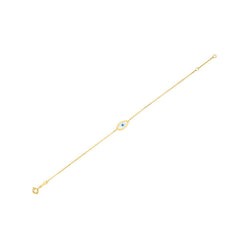 14k Yellow Gold MOP Evil Eye Bracelet (1.00 mm)