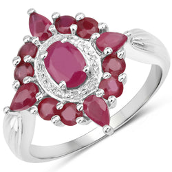 2.89 Carat Genuine Ruby .925 Sterling Silver Ring