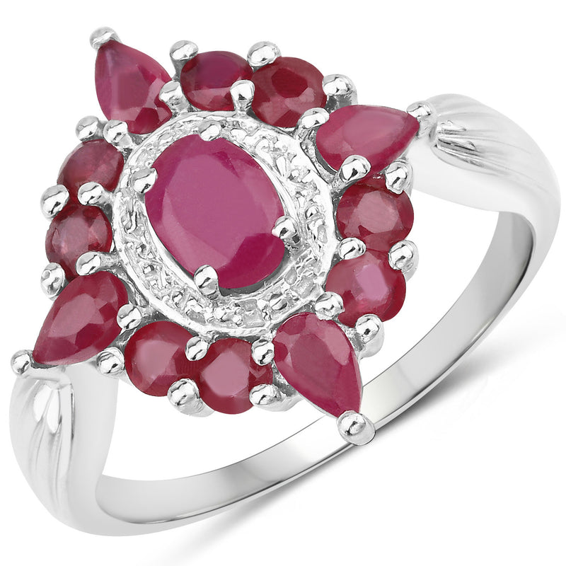 2.89 Carat Genuine Ruby .925 Sterling Silver Ring