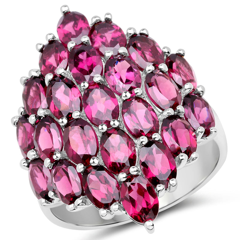11.50 Carat Genuine Rhodolite .925 Sterling Silver Ring