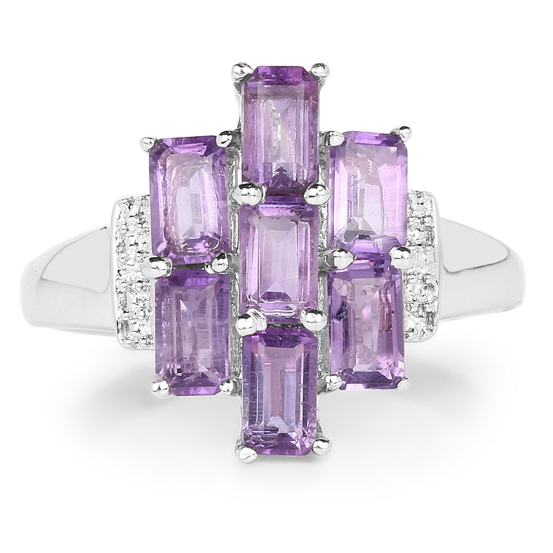 1.75 Carat Genuine Amethyst .925 Sterling Silver Ring