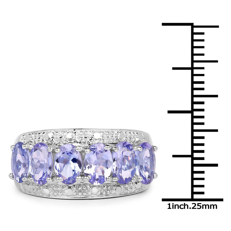 2.64 Carat Genuine Tanzanite .925 Sterling Silver Ring