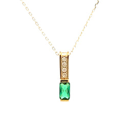 .06ct Created Emerald Fashion Pendants 10KT Yellow Gold