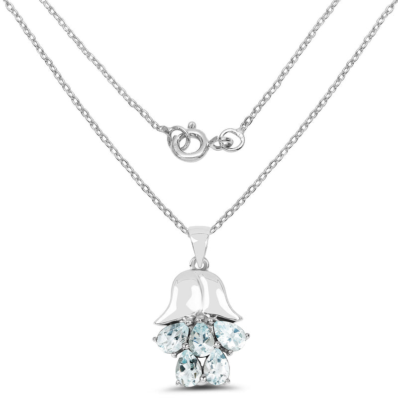 1.75 Carat Genuine Aquamarine .925 Sterling Silver Pendant