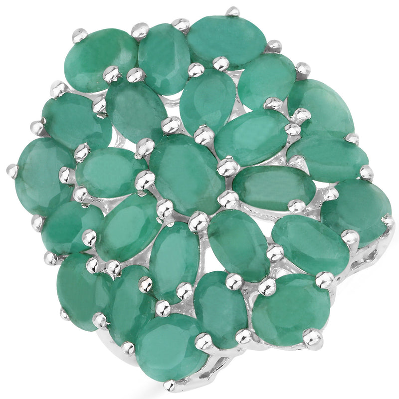 5.88 Carat Genuine Emerald .925 Sterling Silver Ring