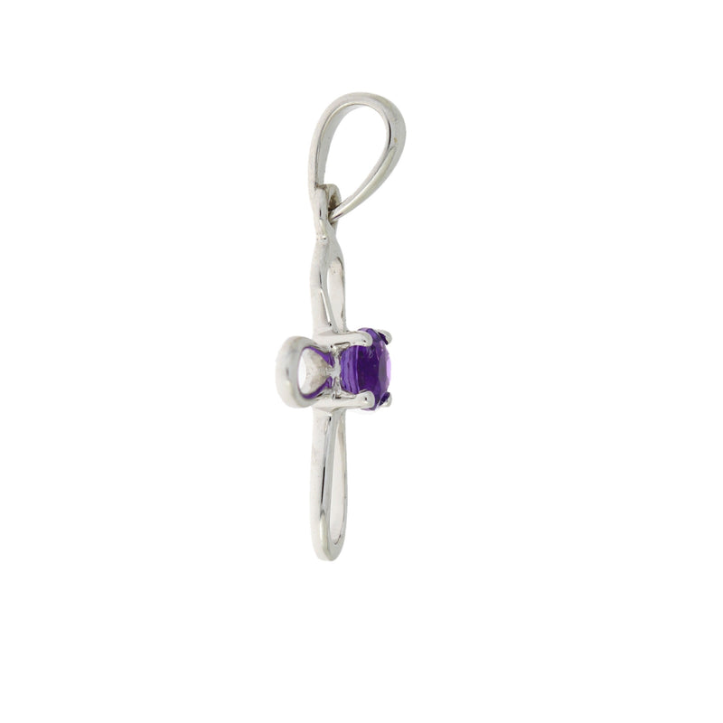 .15ct Amethyst Cross Religious Pendant 10KT White Gold