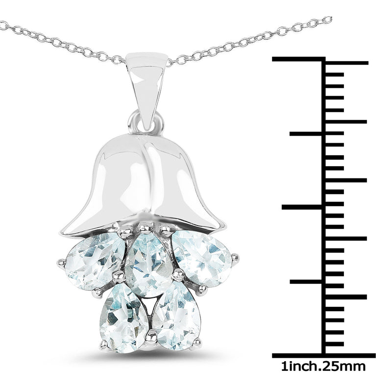 1.75 Carat Genuine Aquamarine .925 Sterling Silver Pendant