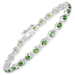 4.00 Carat Genuine Chrome Diopside .925 Sterling Silver Bracelet