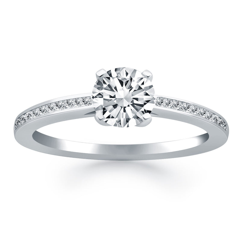 14k White Gold Channel Set Cathedral Engagement Ring