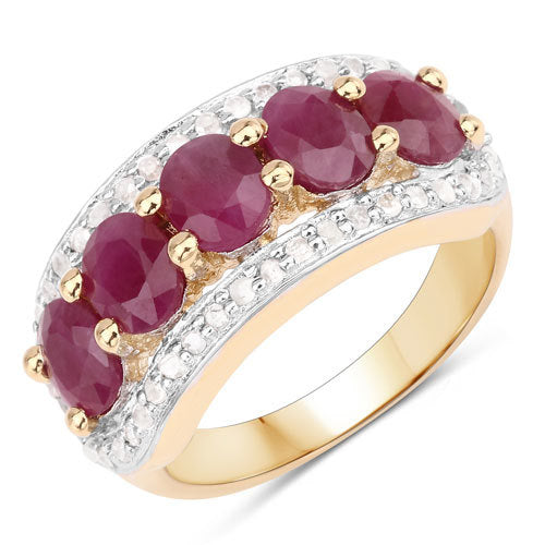 1.74 Carat Genuine Ruby and White Diamond .925 Sterling Silver Ring
