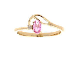 .02ct Created Sapphire Diamond Ring 10KT Yellow Gold