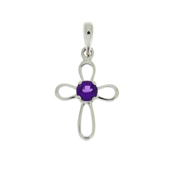 .15ct Amethyst Cross Religious Pendant 10KT White Gold