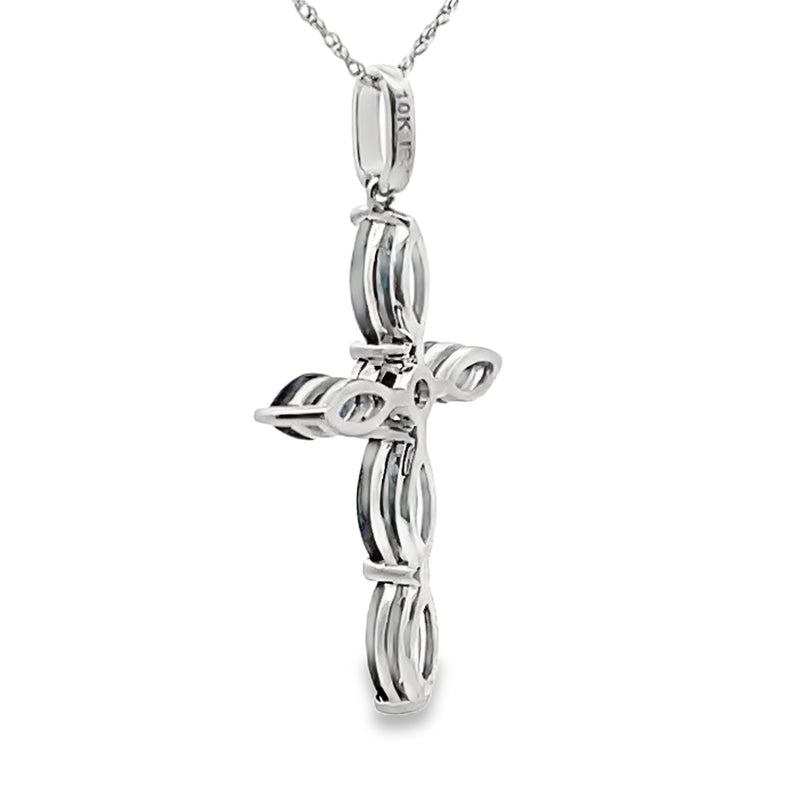 1.73ct Sapphire Cross Religious Pendant 10KT White Gold