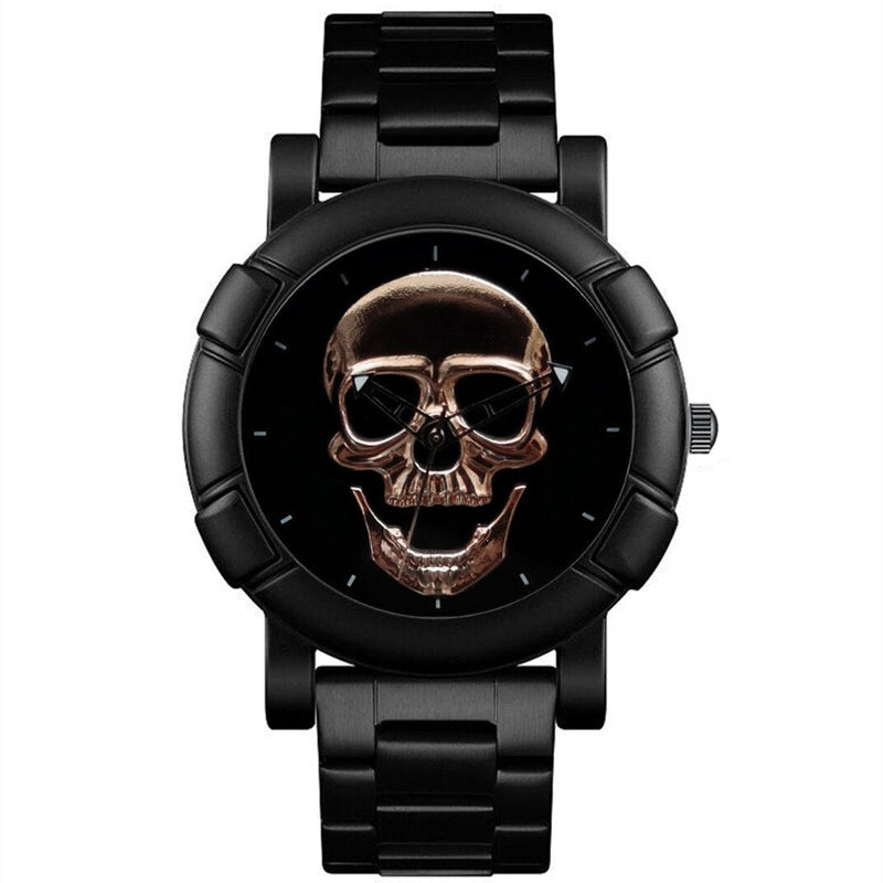 SKMEI Cool Sport Mens Watches Luxury Skull Watch Men 3Bar Waterproof Quartz Wristwatches Stainless steel strap Relogio Masculino