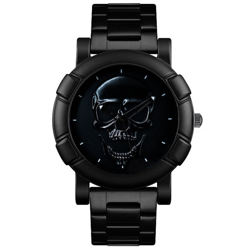 SKMEI Cool Sport Mens Watches Luxury Skull Watch Men 3Bar Waterproof Quartz Wristwatches Stainless steel strap Relogio Masculino