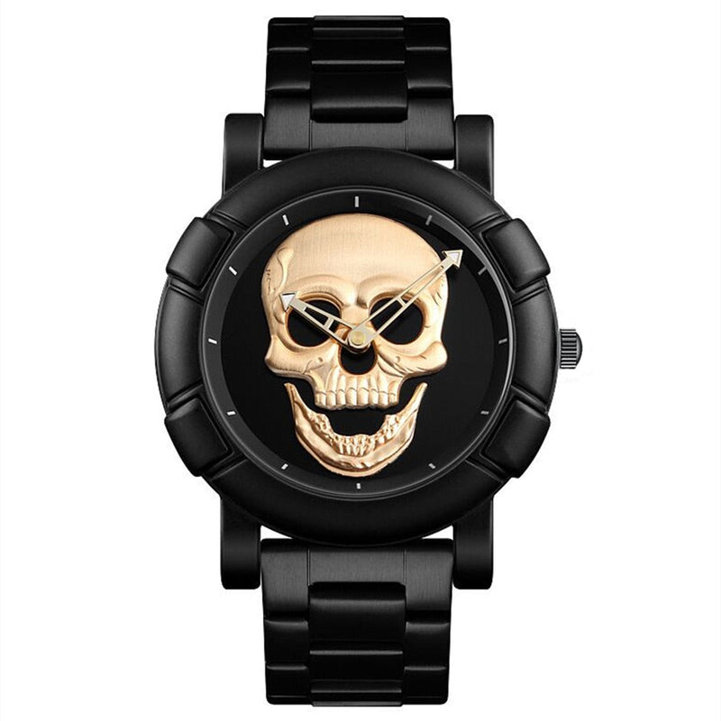 SKMEI Cool Sport Mens Watches Luxury Skull Watch Men 3Bar Waterproof Quartz Wristwatches Stainless steel strap Relogio Masculino
