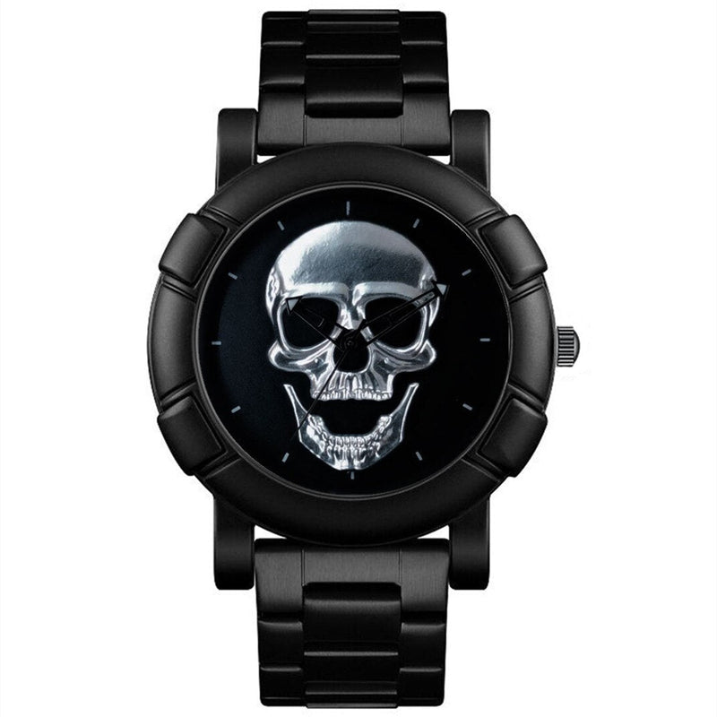 SKMEI Cool Sport Mens Watches Luxury Skull Watch Men 3Bar Waterproof Quartz Wristwatches Stainless steel strap Relogio Masculino